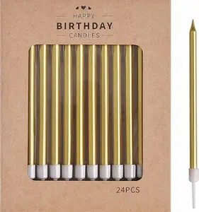 Gold Long Thin Metallic Birthday Candles, Cake Candles, Birthday Parties, Wedding Decorations, Party Candles, Cake Decorations