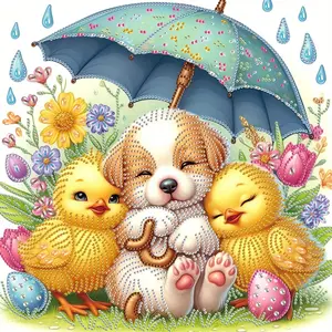 Easter Day 5D Diamond Painting Kit puppy and Easter egg DIY Special Shape Crystal Rhinestone Partial Drill Diamond Art Embroidery Bead Mosaic Crafts Handmade Wall Decor Painting Gift for Adult and Beginner Handmade Gifts