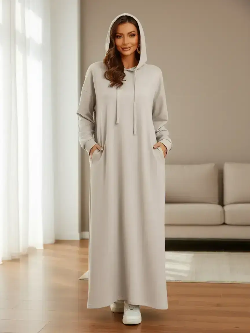 Women's Casual Basic Loose Drawstring Long Sleeve Hoodie, Perfect for Autumn Fashion, Comfortable and Stylish, Ideal for Daily Wear, Everyday, Ladies' Hooded Sweatshirt, Womenswear, Essential Hoodie