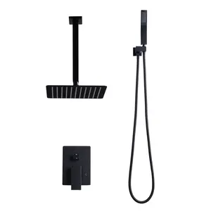 WOWOW 8-Spray 10 in. Dual Shower Head and Handheld Shower Head Wall Mounted Rain Shower with 1.8-GPM in Matte Black