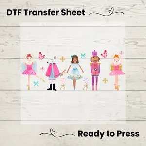 Pink Nutcracker Christmas DTF, Dtf Transfer Sheet, Ready to Press, Custom Dtf, DIY Heat Transfer, Ballet Lover Gift, Holiday Sweater