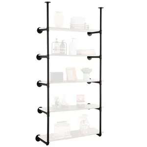 VEVOR Industrial Pipe Shelf, 5 Tier 2PCS, 9.84in Applicable Board Width Wall-Mount Floating Rustic Wood Shelves Bracket Bookshelf,Storage Holder for Kitchen Bedroom Bathroom, (Planks NOT Included)