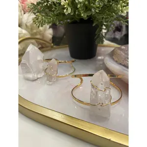 18k Gold Plated Clear Quartz Bangles