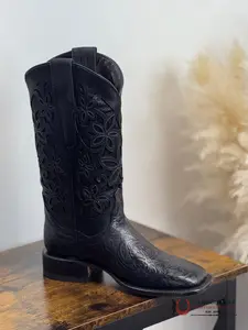 ROCKEM ALMA FLOR DE LUZ BLACK W/ GLITTER INLAY ALL BLACK   BOTTOM SQ. TOE