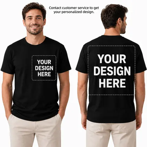 Men's Casual Vintage Relaxed Round Neck Cotton Teddy Graphic T-Shirt - Shortsleeve Streetwear Clothing, Unisex Custom DIY Front-Back Print, Personalized Photo/Text Artwork, Birthday Gift for Him