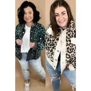 Showing Out- {Teal & Cream} Leopard Vintage Wash Corduroy Jacket