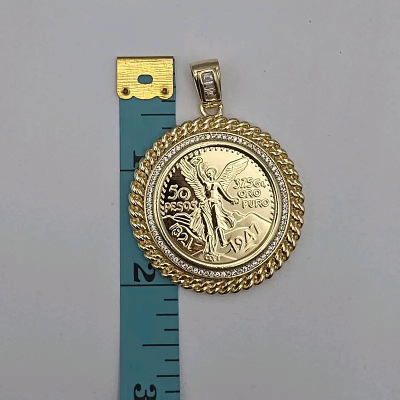 Centenario fashion style pendant only gold-plated clear stone's rope bezel