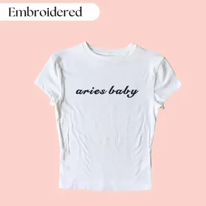 Aries Baby Embroidered Baby Tee, Aries Birthday Gift, Aries Shirt, Birthday Crop Top Birthday Shirt, Birthday Girl Shirt, Aries Baby Tee Womenswear