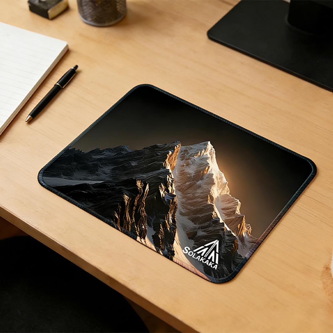 Solakaka Magic Mouse Pad, Office Computer Accessory, High-Precision Desktop Decorative Protective Pad, Rubber Non-Slip and Durable, Sunlight on Golden Mountains, Decorative.