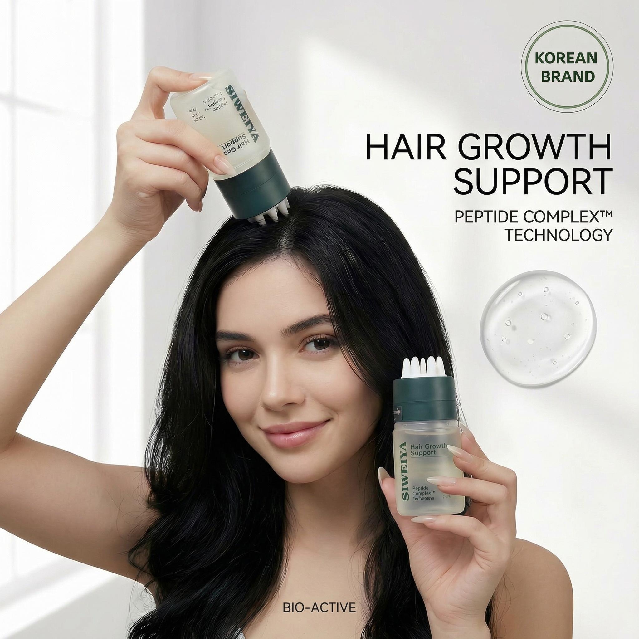 Korean Scalp Serum with Built-in Massager for Thinning Hair, Peptide Complex Formula Promotes Hair Volume, Strengthens Hair Roots, Soothes & Nourishes Scalp, Plant-Based Bio-Active Hair Care, 100 ml