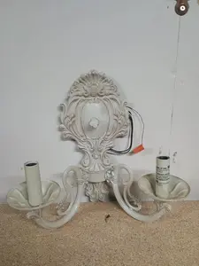 Ornate White Wall Candle Holder Sconce Double Arm Electric