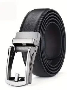Men's Genuine Leather Cowhide Belt, Automatic Buckle, Business Fashionable Waistband, All-Match Formal Belt, Casual Style, All Seasons
