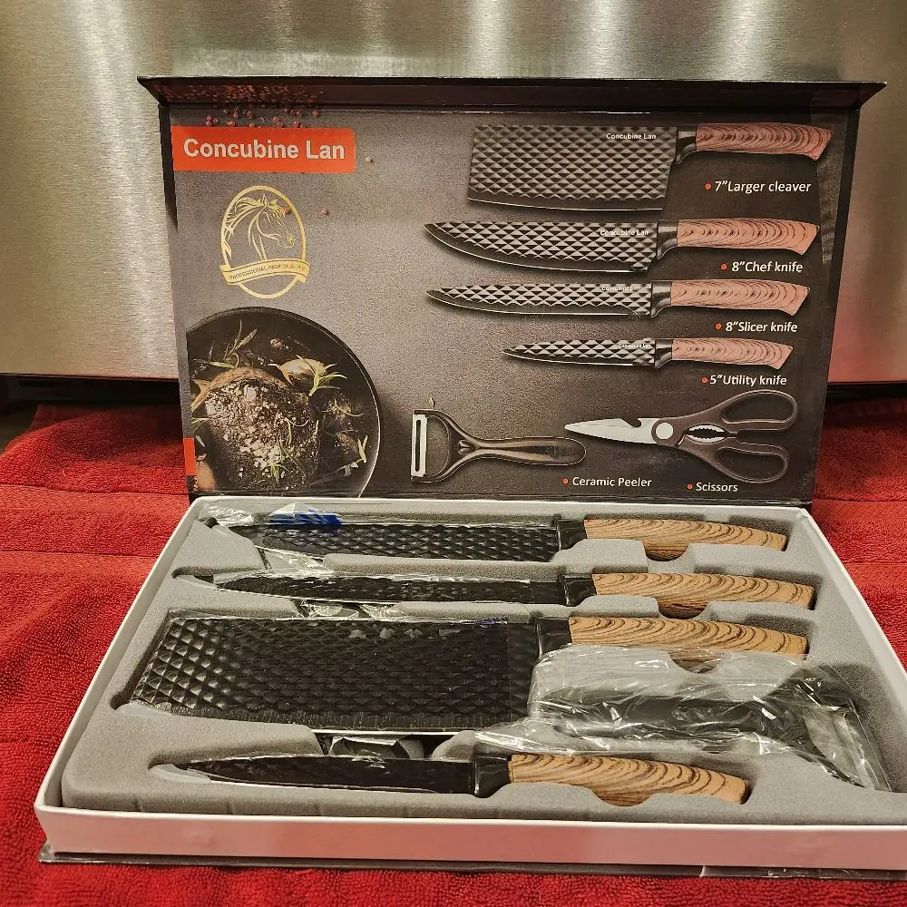6-Piece Kitchen Knife Set with Cleaver, Chef Knife, and Scissors