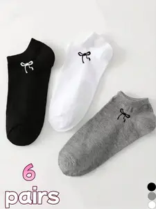 6 pairs of new men's and women's Lady ins-style Casual short socks with bows, breathable, comfortable, and stylish. Perfect for everyday commuting, they don't slip or squeeze the feet, durable and versatile, Essential, with a full girlish charm.