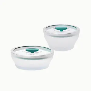 Anyday 4-Piece Glass Container Set with Vented Glass Lids | Plastic-Free Meal Prep Set | Stackable Airtight Storage Container Set with Vented Lid for Microwave-Safe Reheating Kitchen Containers