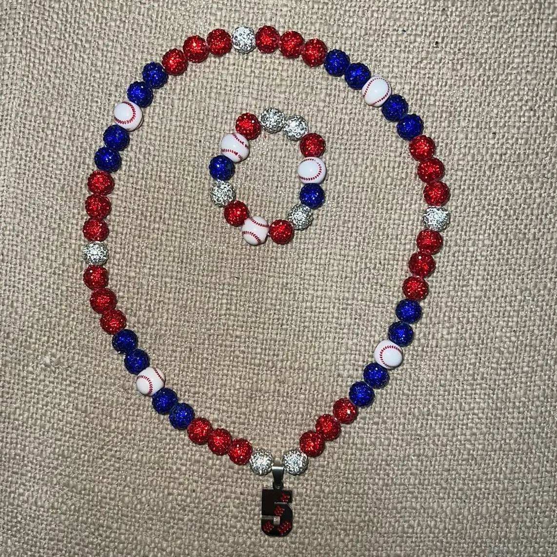 Baseball Necklace and Bracelet Set with Number - Perfect for Fans