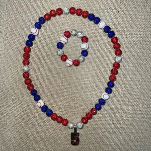 Baseball Necklace and Bracelet Set with Number - Perfect for Fans