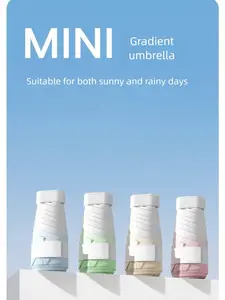 Mini Flat Folding Umbrella - Capsule Gradient Color, Sun & Rain Dual-Purpose Sunshade Umbrella for Household Daily Use