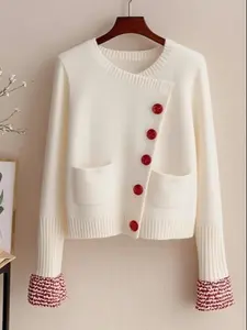 Women's Button Sweater Cardigan, Casual Long Sleeve Knitwear for Fall & Winter, Women's Knit Clothing for Daily Wear, Tops, Womenswear, Knitting