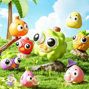 Funny Pop-Out Eye Fruit Squeeze Toys - Squishy Stress Balls for Teens, Novelty Bubble Popping Fidget Toys for Anxiety Relief, Great for Desk, Classroom, or Party Giveaways
