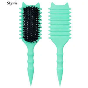 Skynii Curly Hair Brush Volume Curl Defining Hairbrush for Effortlessly Detangling Shaping and Styling Women's Curls, Reduce Pulling (Green)