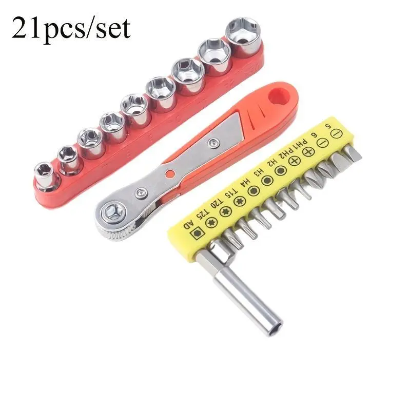 21pcs/set Mini Ratchet Screwdriver Set: Right-Angle Tool with 90-Degree Handle And Versatile Bits (Hex, Phillips, Slotted, Torx)