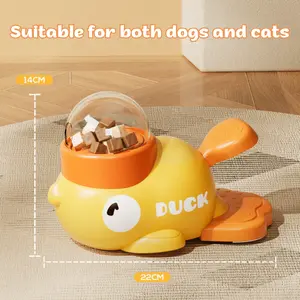 Interactive Educational Distribution Toy |   Yellow duck-shaped interactive toy, suitable for cats and dogs, made of plastic, fits all breeds and sizes, no batteries required