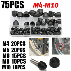 75pcs Hex Bolt Nut Set, Hex Head Protection Caps/nylon Guards, Sizes M4 M5 M6 M8 M10, Essential Hardware Accessories