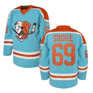 Shore 69 Sudbury Blueberry Bulldogs Adult Fan Hockey Jerseys Mens Ice Embroidered V-Neck Loose Fit Polyester Sports Shirt Athletic Top workout tops Christmas Eve gifts Holiday