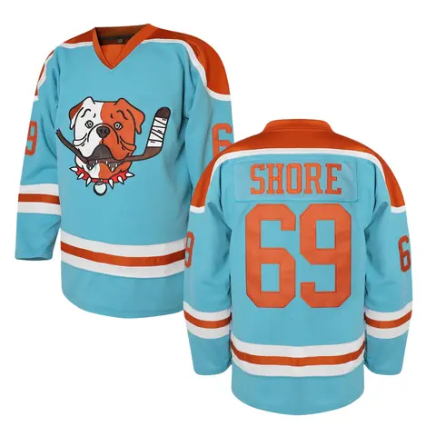 Shore 69 Sudbury Blueberry Bulldogs Adult Fan Hockey Jerseys Mens Ice Embroidered V-Neck Loose Fit Polyester Sports Shirt Athletic Top workout tops Christmas Eve gifts Holiday
