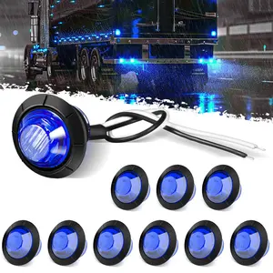 DIBMS 10 PCS 3/4 Inch Round Mini LED Clearance Light LED Front Rear Side Marker Indicator Light Bullet Marker Light for Truck RV Car Bus Trailer Van Caravan Boat (12V, Blue)