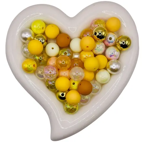 Beads by Color - Mixed Acrylic Bead Collection for Beadable Pen Crafting 16mm Diameter 25 Pieces per Pack High-Quality Lightweight for Jewelry Making Keychains & Creative Projects