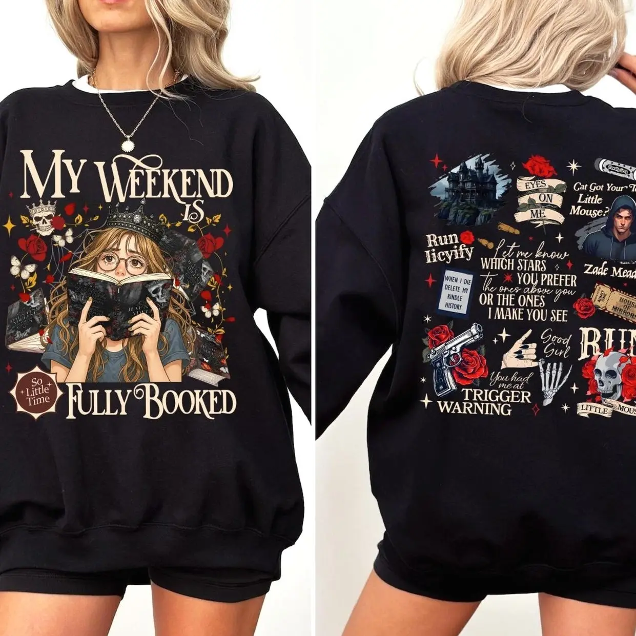 My Weekend is Fully Booked Shirt, Run Little Mouse Tee, Zade Meadows Haunting Adeline Shirt, Dark Romance Gift, Gift For Book Lover 4