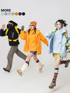 Unisex Fall Winter Waterproof Windproof Jacket, Waterproof Windproof Outerwear, Detachable Fleece Lining, Soft Warm, Multiple Pockets, Outdoor Adventure & Daily Use