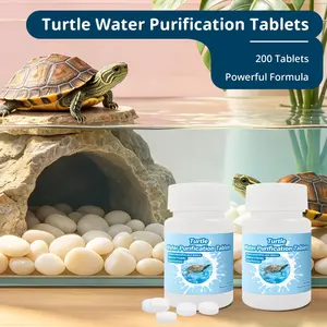 2 Bottles Reptile Habitat Water Quality Tablets, Turtle Tank Water Care Supplies, Long-Lasting Daily Use, Reduces Impurities