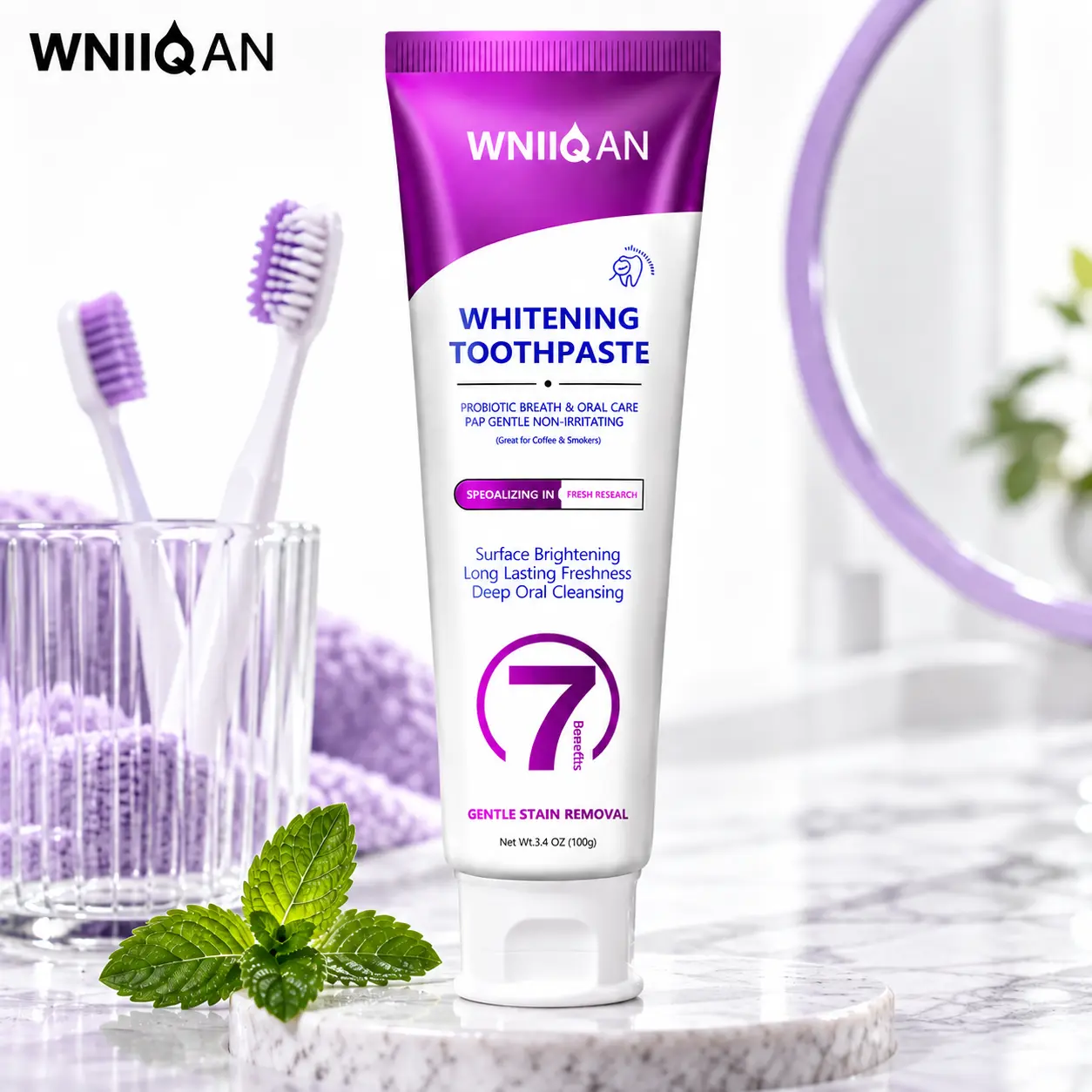 WNIIQAN 7 Benefits Probiotic Toothpaste, Deep Oral Cleaning, Long-Lasting Freshness, Gentle Stain Care & Daily Oral Care