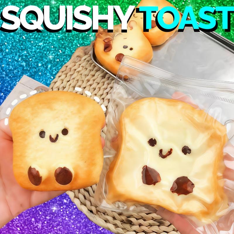Squishy Bake Toast, Bread, Taba Squeeze Toy, Ultra Soft, Food Lover Toy, Fidget Toy, Birthday, Back to School, Christmas, New Year, Easter Gift, Home Decor, Student Office Relaxation