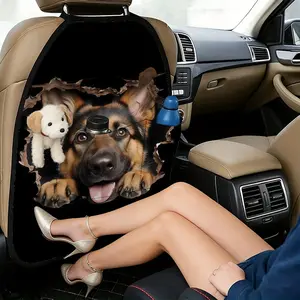 2pcs 18.5x26.4 inch German Shepherd Dog Pattern Car Seat Back Organizer，offering dual functionality for both storage and kick protection. Interior accessories，Car seat kick pad， can add convenience to your daily commute.3.18CYJ-3