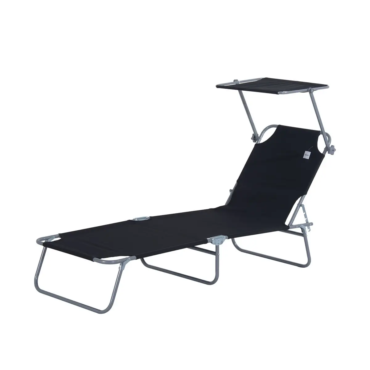 212 Main 84B-001BK Outsunny Outdoor Pool Chaise Lounge Chair, Folding Tanning Chair with Sun Shade