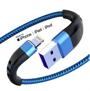 2Pack iPhone Charger Cord 6FT, Lightning Cable 6 Feet to USB Charging Cable, Nylon Braided Charging Cord 6 Foot Compatible with iPhone 14/13/12/11/X/XS/XR/15/Pad - Blue