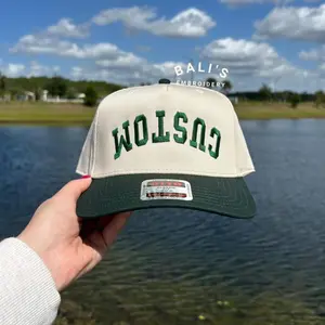 Create Your Own Custom Upside Down Text Hat – Stylish Two-Tone 5 Panel Snapback, Personalized Embroidered Baseball Cap, Great