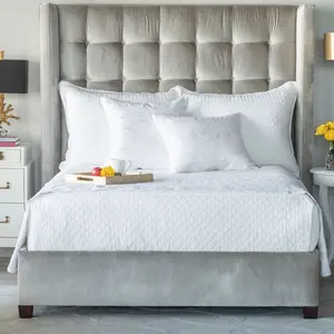 Emily White Linen Diamond Quilted Coverlet