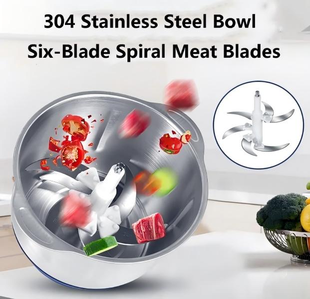 5L Electric Food Processor | 6-Blade Multi-Function Kitchen Chopper for Meat, Vegetables & Baby Food | BPA-Free Stainless Steel