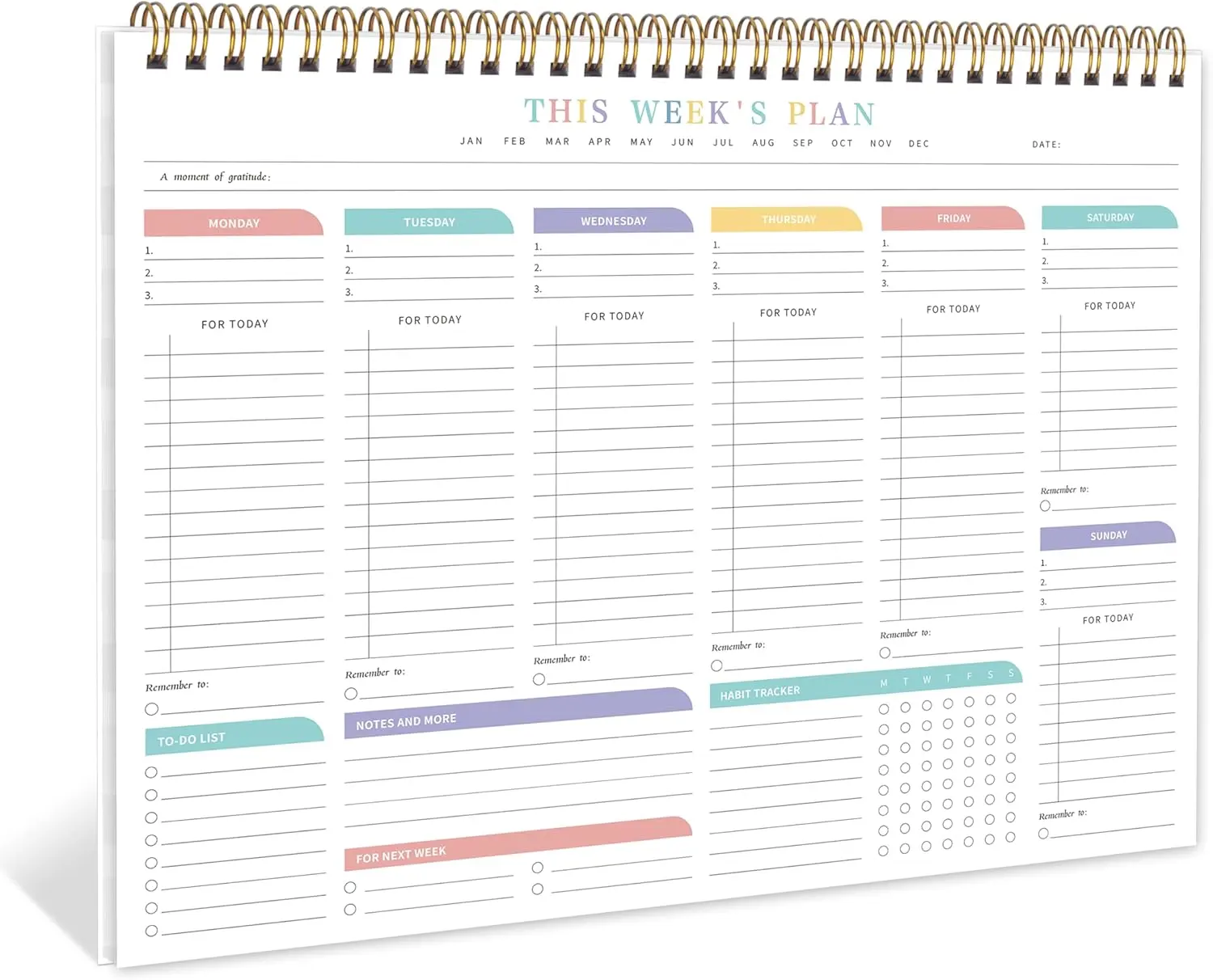 Weekly To Do List Pad with 52 Undated Sheets 8.5"×11" Weekly Desk Notepad with Spiral Binding for Women & Man Office School and Home Personal Organizer