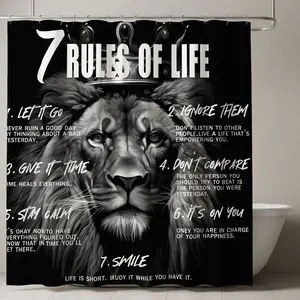 Majestic Lion Face Shower Curtain, Elegant Design, Inspirational Life Rules, Bathroom Decor, Motivational Home Styling, Bathroom Decoration Accessories
