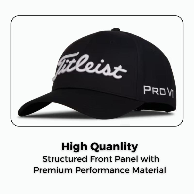 [Pack 2] Titleist Tour Performance Elite Pro Series Golf Cap White/Black Adjustable Fit Superior Sun Protection for Peak On-Course Performance & All-Day Comfort All Seasons Hand Wash Only