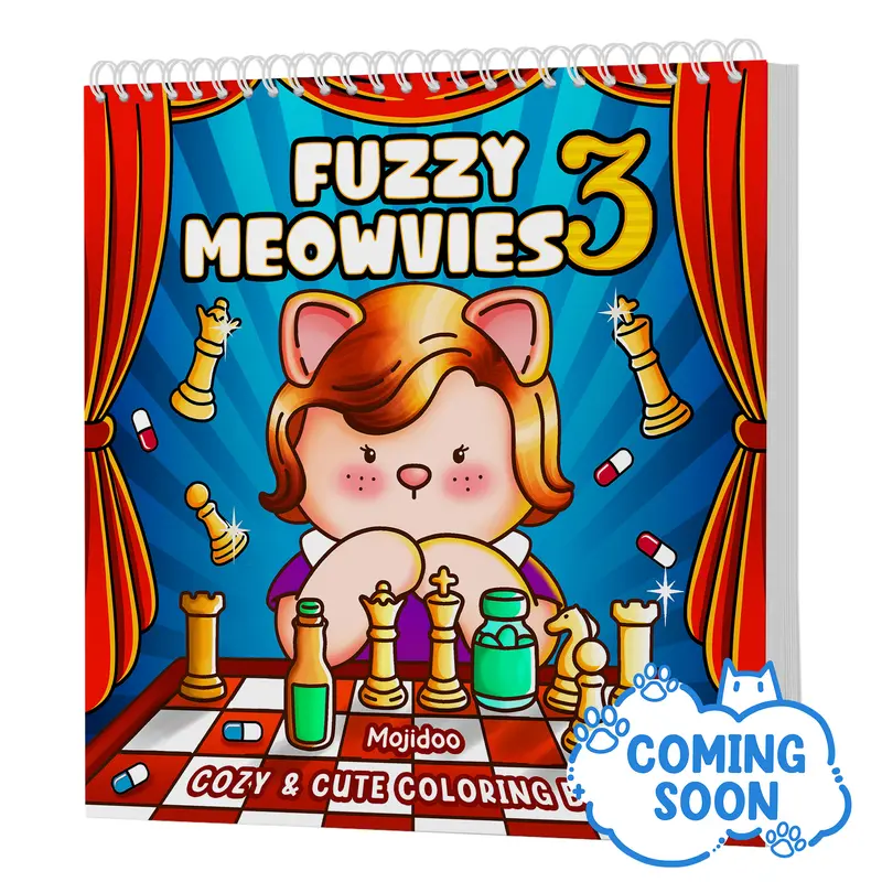 Fuzzy Meowvies 3 Cozy and Cute Coloring Book for Adults & Teens Featuring Comfy Cat Friends in TV Series-Inspired Scenes