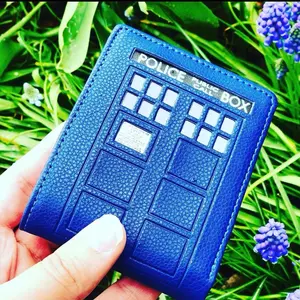 Premium Doctor Who Tardis Bifold Italian Pebbled leather wallet + RFID 4.0