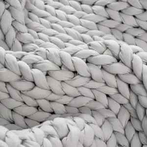 The Cuddler Hand-Knit Weighted Blanket | Fog