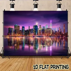 2d falt banner 1pc colored city Festival banner-Polyester banner -suitable for festivals, courtyards, studios, homes and garden celebrations- perfect gift